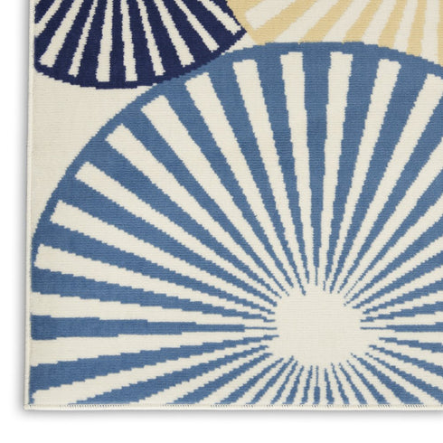 4' X 6' Blue and Ivory Geometric Power Loom Area Rug